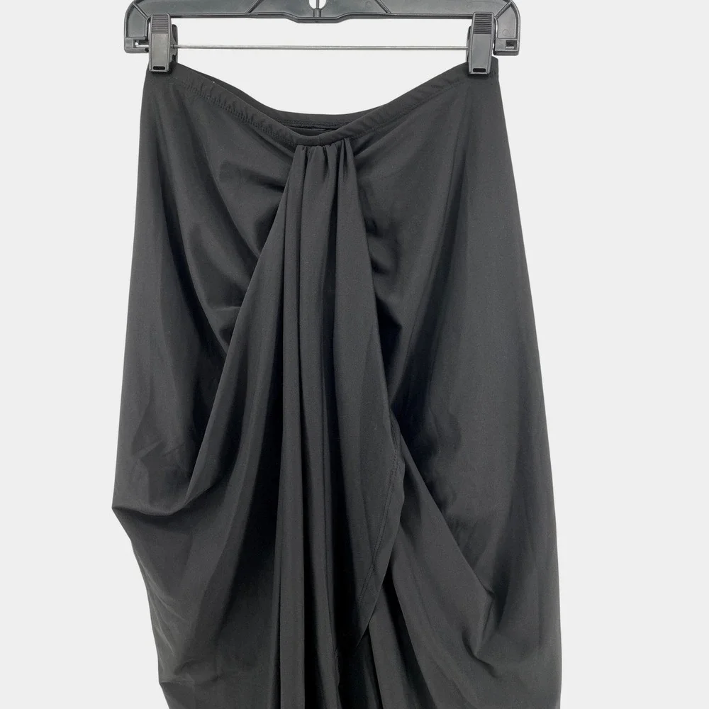 Swim‎ Resort Coverup Skirt Womens Small* Black Gathered Front Draped